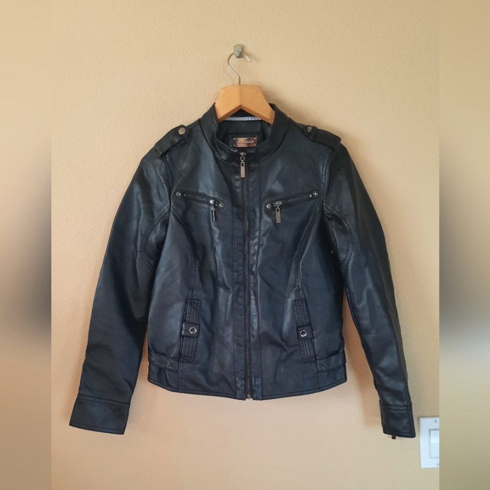 JouJou Faux Leather Moto Black Edgy Biker